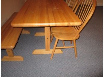 Pine Table With Bench And 2 Chairs
