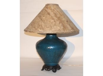 DESIGNER QUALITY CERAMIC TABLE LAMP With RICH TURQUOISE GLAZE