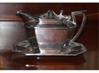 BARBOUR SILVER COMPANY SILVER PLATED CREAMER WITH UNDERPLATE