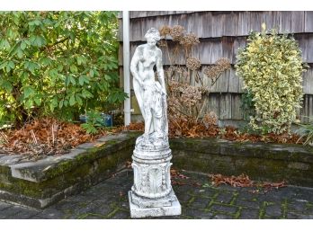 Carved Stone Creations (C.S.C) Roman Inspired Statue Of Woman On Column Pedestal