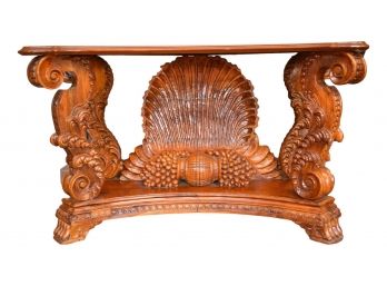 Custom Carved Wood Ornate Console Table With Paw Feet