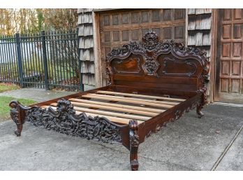 Antique Carved Wood Bed Frame