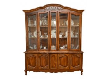 Vintage Lighted Wood China Cabinet