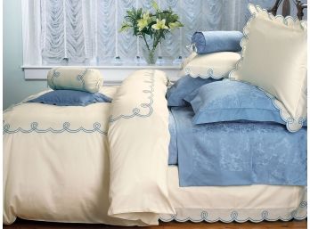 NEW! Schweitzer Linen Egyptian Cotton 'Batley' Queen Sheet Set And Pillow Shames (Original Price $950)*