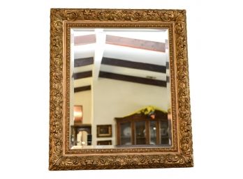 Carved Wood And Gesso Wall Mirror With Beveled Edge