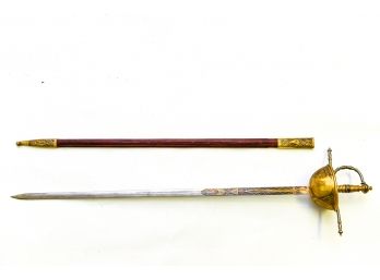 Toledo Steel Spanish Sword With A Leather And Brass Casing Holder