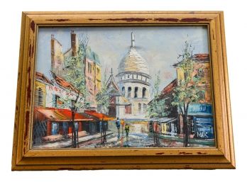 Framed Oil On Board Of A Parisian Street Scene