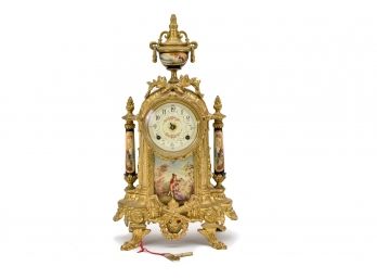 Vintage Italian Lancini Fhs Hermle Brass Porcelain Ormolu Clock