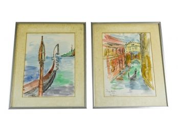 Pair Of Signed Eugen Ciuca (Romanian, 1913-2005) Framed Watercolor Paintings