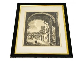 Luigi Rossini (Ravenna, 1790-Rome, 1857) Framed Etching 'entrance To The Colosseum, Roma 1819'