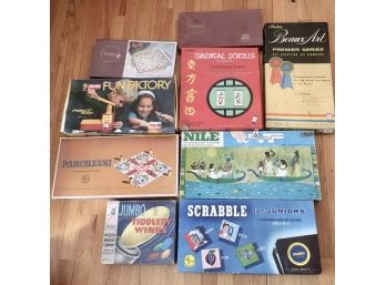 Lot Of 9 Vintage Board Games + Arst & Craft Sets