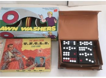 Lot Of 3 Vintage Games: The Man From U.N.C.L.E . Lawn Washers ( Never Opened) +++