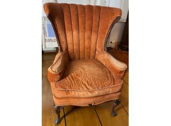 Victorian-style High-Back Upholstered Chair