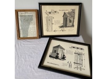 Cute Privy Print 1978 In Plastic Frames, VT Print In Wood Frame