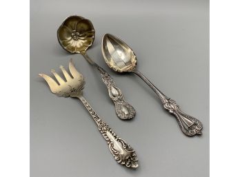 Sterling Silver Fish Fork, Gravy & Serving Spoon