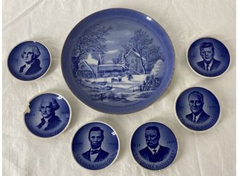 6 President Plates, Farm Scene