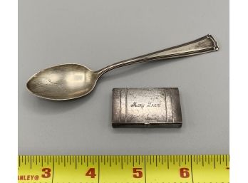 Sterling Monogramed Spoon & Box