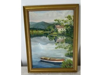 Framed Scenic Boat On A Lake Picture By R Riche