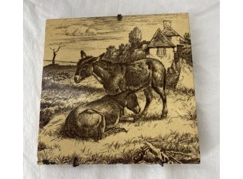 Antique Tile -  Donkeys