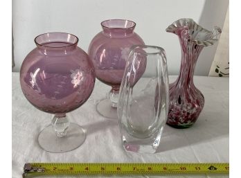 Pink Vintage Glass Vase Lot