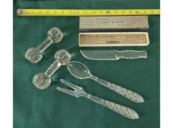 Glass Knife, Serving Spoon & Fork, Utensil Rests