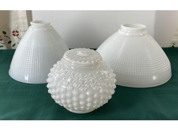 3 White Glass Lamp Shades