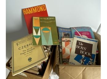 2 Large Boxes Of Sheet Music, Music Books, Music Magazines Etc.