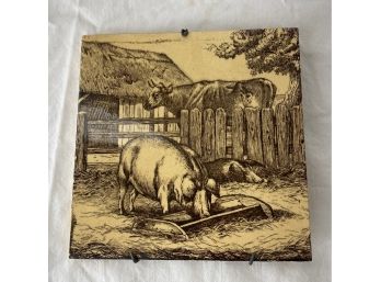 Antique Tile  - Farm Pigs