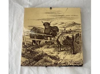 Antique Tile - Cows In Field