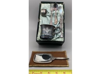 Child's Serving Set (cup,fork,spoon,knife) & Mirror