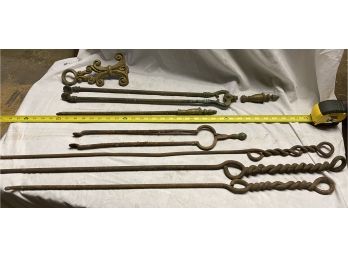 Iron Tongs And Hooks And Pieces