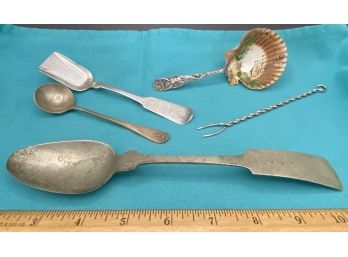 Decorative Sterling Scallop Spoon  & Other Spoons