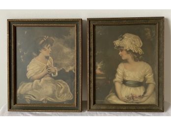 Victorian Girls - Vintage Frame & Print Set,  By John Drescher Co NY