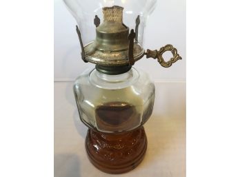 Beautiful Two Tone Amber Glass Kerosene Hurricane By Lamp Lantern W Brass Hardware