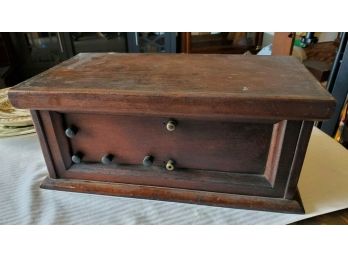Antique Burgess Battery Co. Wood Battery Box -original Burgess Knobs, Link Chain For Lid,wood Divider Ca 1920s