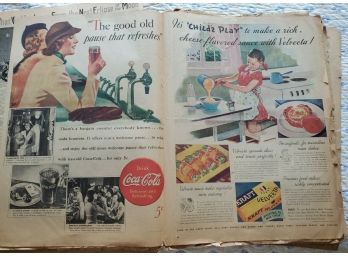 7 Vintage 1938 'American Weekly Magazines' -many Color Advertisements Of The Period & Interesting Articles