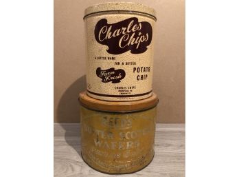 Vintage Advert Food Tin Canisters : Charlies Chips : Reeds Butter Scotch
