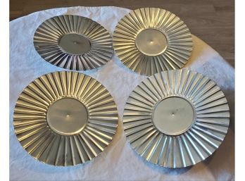 4 Vintage Candle Wall Sconce Shiny Sunburst Tin Frame / Reflectors 7 1/2' Diameter