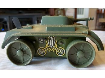 Marx Toys Green Tin Litho No. 2 & Plastic Top Wind Up Green Army Tank