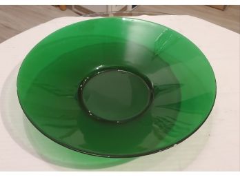 Large Vintage MCM Emerald Green Glass Serving Bowl - Centerpiece Bowl  13.25' Diameter