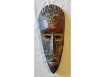 Vintage Hand Carved African Wood With Leather & Tin Mask / Artwork. Lot 4