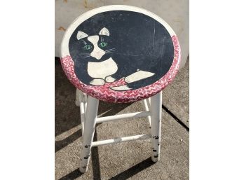 Creatively Hand- Painted Cat Stool