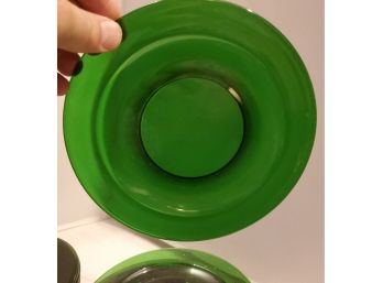 Set Of 20 MCM Emerald Green Glass Salad Or Desert Plates 8.5' Diameter