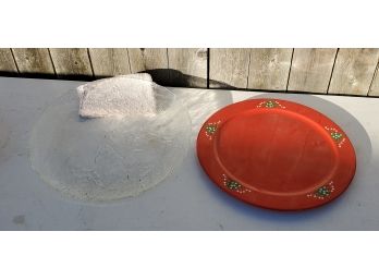 Estate Clear Out Kitchen Lot #7 Of  9 Two Holiday Platters  Trays