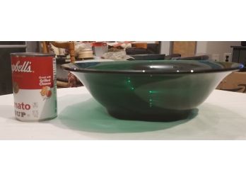 Large Vintage MCM  Emerald Green Serving Bowl Or Centerpiece Bowl 11.75' Diameter