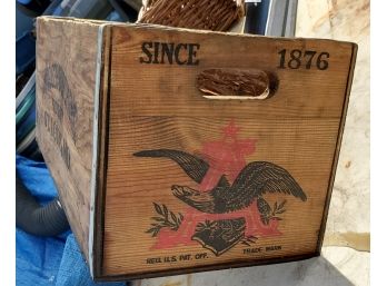 Anheuser-Busch Inc St. Louis, MO  Advertising Wood Beer Crate With Steel Reinforced Corner Trim