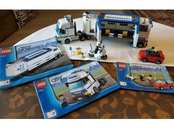 Lego Set-'Lego City'#7288.Mobile Police Station 10-Wheel Truck, Jail Holding Cell, Motorcycle, Red Car,Figures