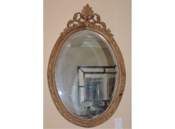 Beautifully Carved Beveled Oval Mirror