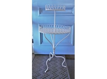 White Wrought Iron Two Tier Stand