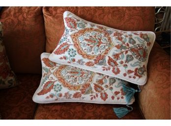 Pair Needlepoint Rectangular Down Filled Pillows By Envogue